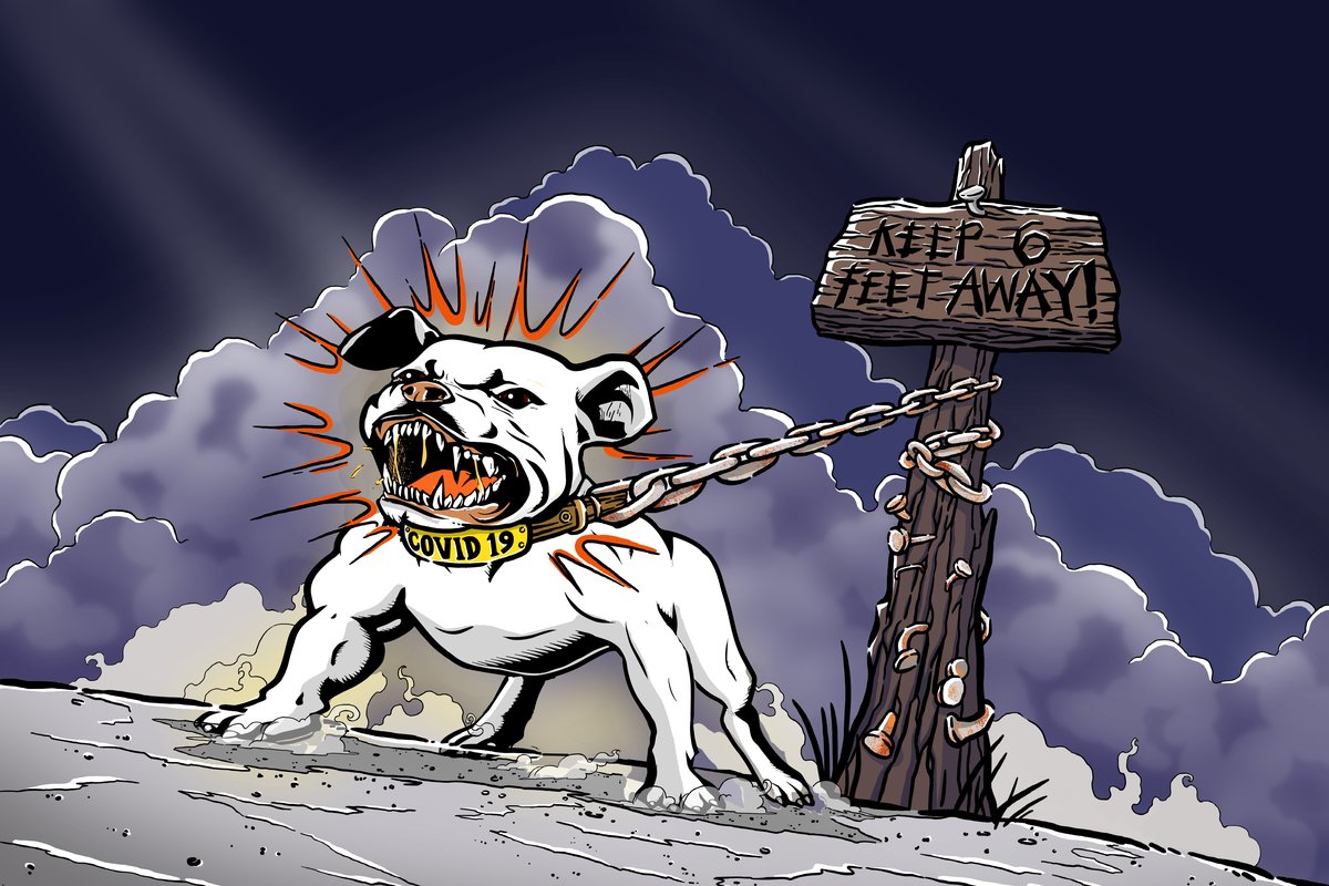 COVID 19 Pitbull illustration by Nikki Fonacier